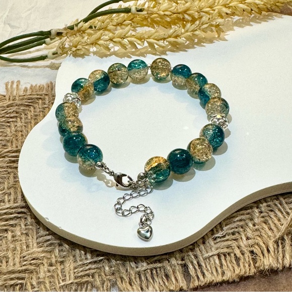 Ocean & Gold Shimmer Beaded Bracelet - Picture 4 of 5